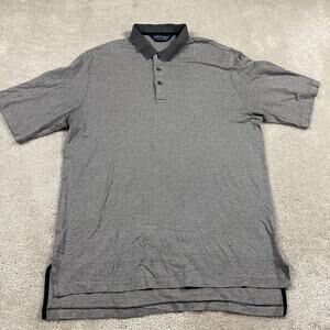 Polo Golf Ralph Lauren Polo Shirt Mens L Gray Pima Cotton Herringbone Preppy